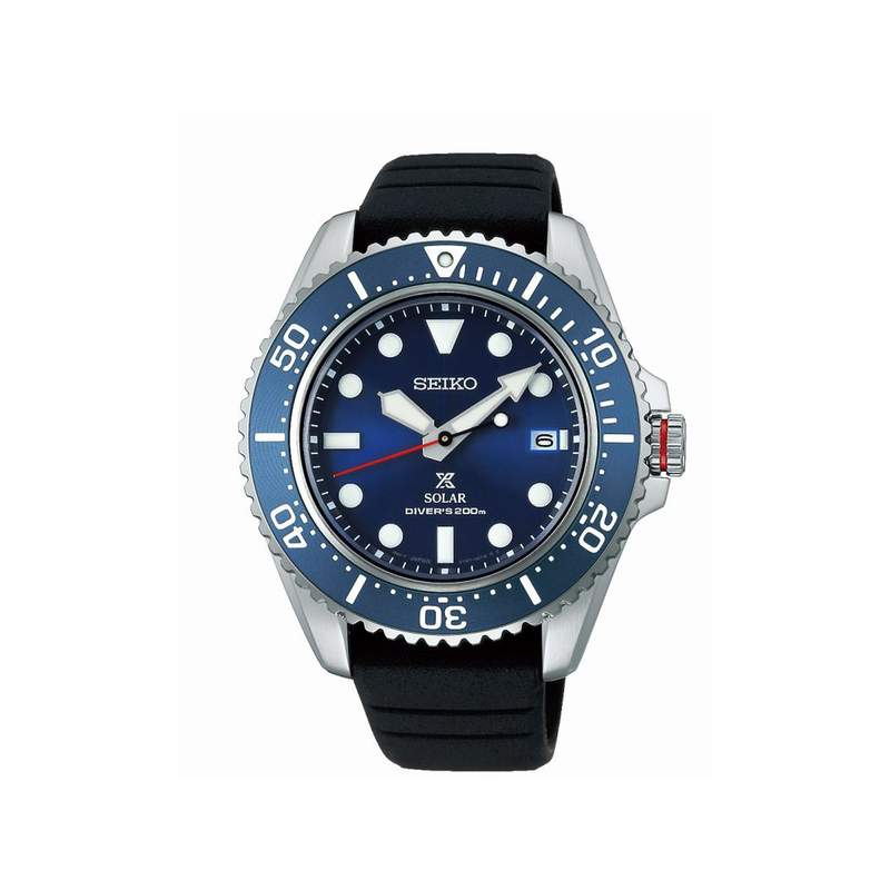 Montre SEIKO Prospex homme solaire acier bracelet caoutchouc noir - vue 1