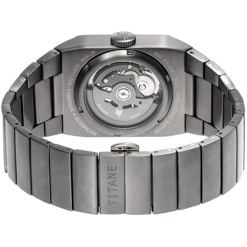 Montre LIP Big Titane homme automatique, bracelet titane gris - vue 3