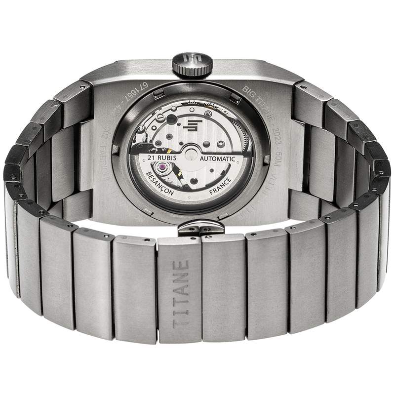 Montre LIP Big Titane homme automatique acier bracelet titane gris - vue 3