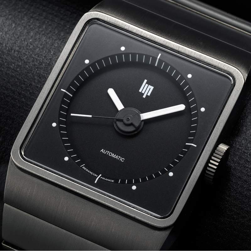 Montre LIP Big Titane homme automatique acier bracelet titane gris - vue D1