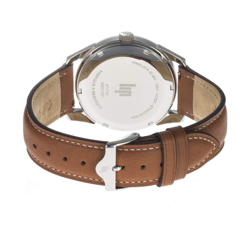 Montre LIP Himalaya homme acier bracelet cuir marron clair - vue 3