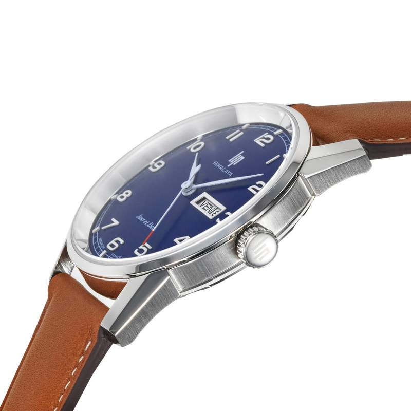 Montre LIP Himalaya homme acier bracelet cuir marron clair - vue D2