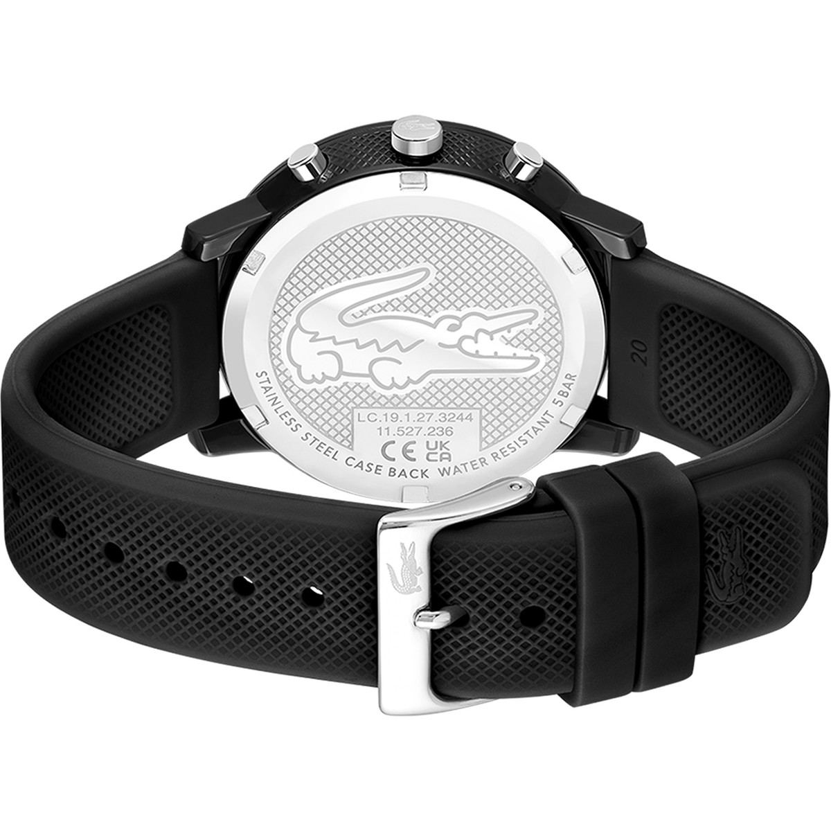 Montre LACOSTE.12.12 chrono homme TR90 noir bracelet silicone noir - vue 3