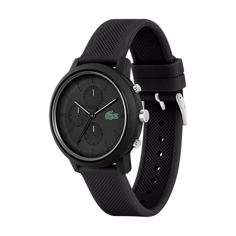 Montre LACOSTE.12.12 chrono homme TR90 noir bracelet silicone noir - vue D1