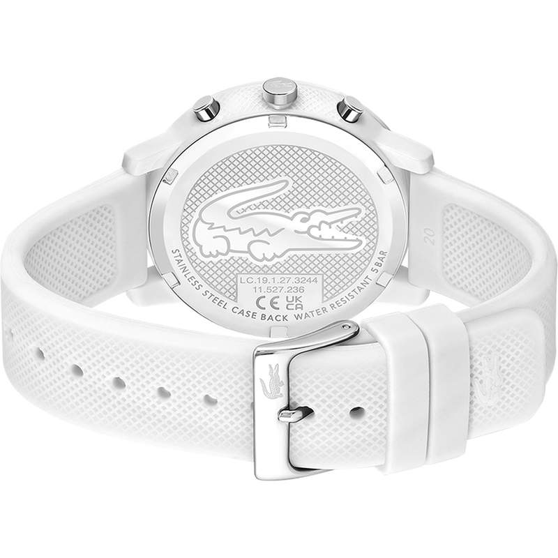 Montre LACOSTE.12.12 chrono homme bracelet silicone blanc - vue 3