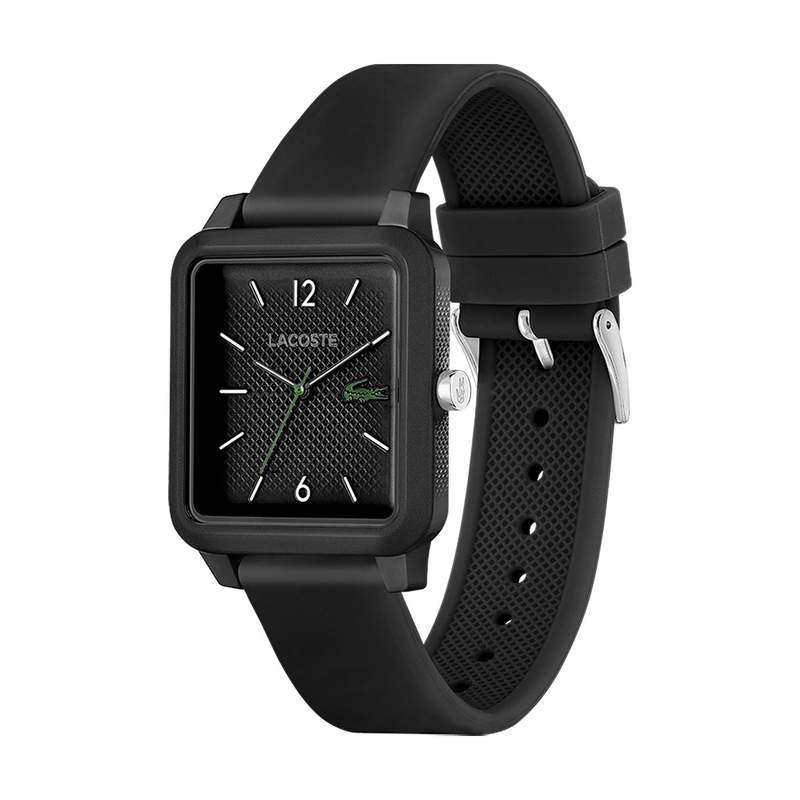 Montre LACOSTE Studio homme acier bracelet silicone noir - vue D1