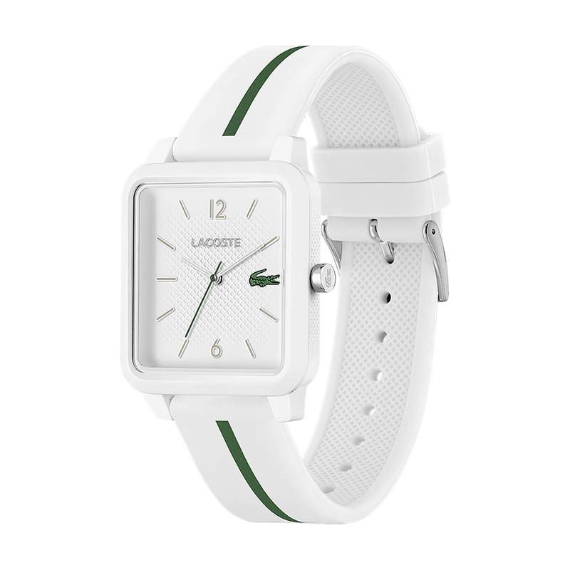 Montre LACOSTE  Studio homme TR90 blanc bracelet silicone blanc - vue D1