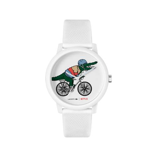Montre LACOSTE.12.12 Netflix homme TR90 blanc bracelet silicone blanc
