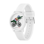 Montre LACOSTE.12.12 Netflix homme TR90 blanc bracelet silicone blanc - vue D1