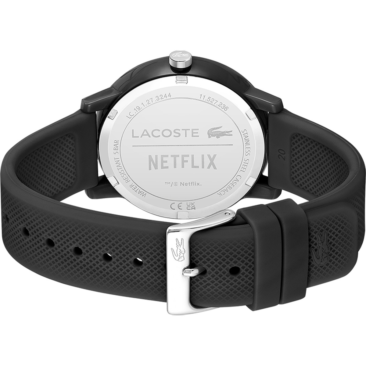 Montre Lacoste 12.12 Netflix homme TR90 bracelet silicone noir - vue 3
