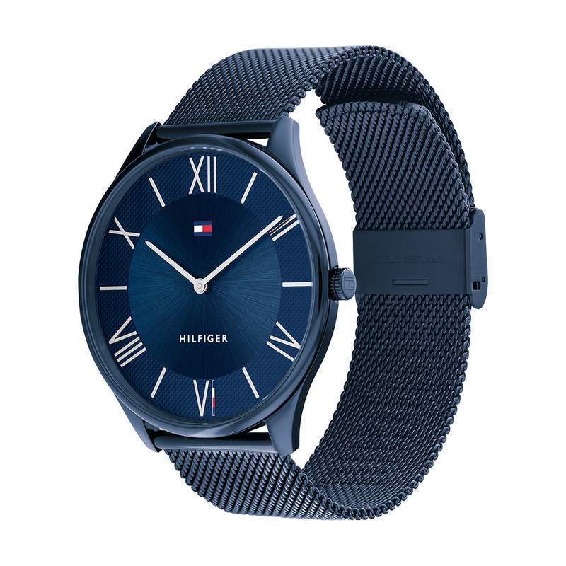Montre TOMMY HILFIGER Becker homme bracelet acier bleu - vue D1