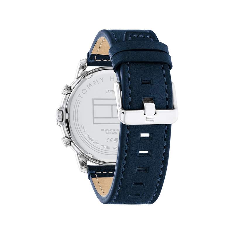 Montre TOMMY HILFIGER Jameson homme  acier bracelet cuir bleu - vue 3