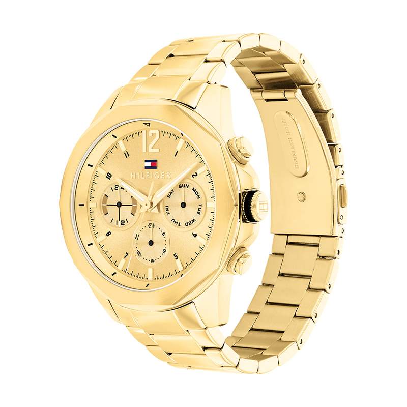 Montre TOMMY HILFIGER Lars homme bracelet acier doré jaune - vue D1