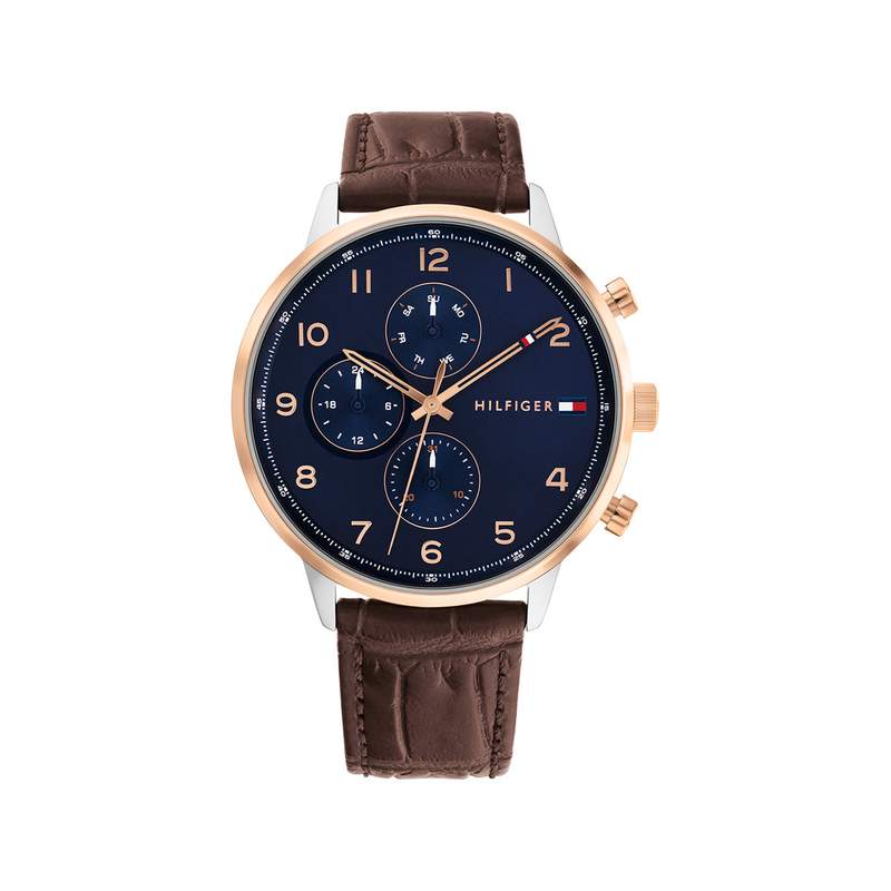 Montre TOMMY HILFIGER leonard homme bracelet cuir marron - vue 1