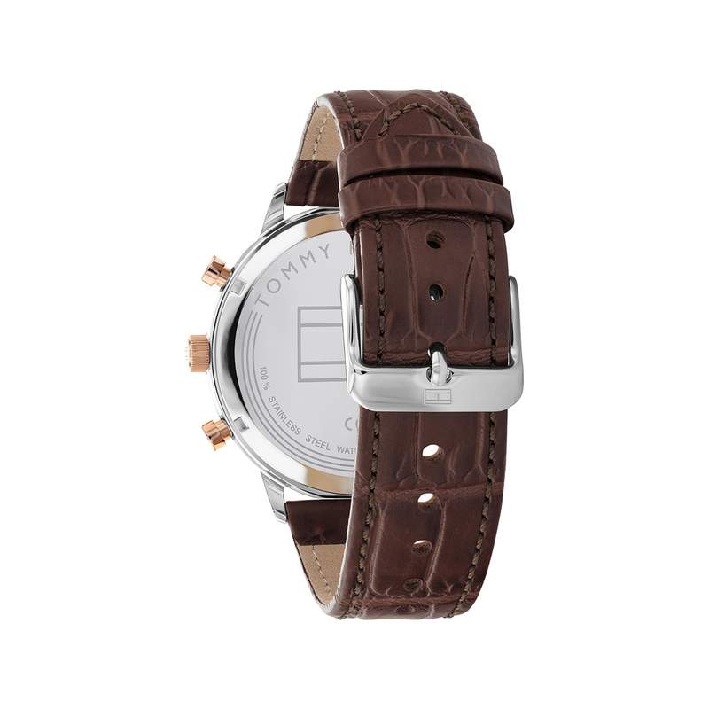 Montre TOMMY HILFIGER leonard homme bracelet cuir marron - vue 3