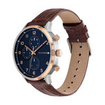 Montre TOMMY HILFIGER leonard homme bracelet cuir marron - vue D1