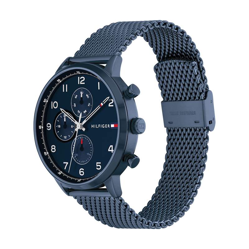 Montre TOMMY HILFIGER Leonard homme bracelet acier bleu - vue D1