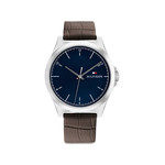 Montre TOMMY HILFIGER Norris homme acier bracelet cuir marron - vue 1
