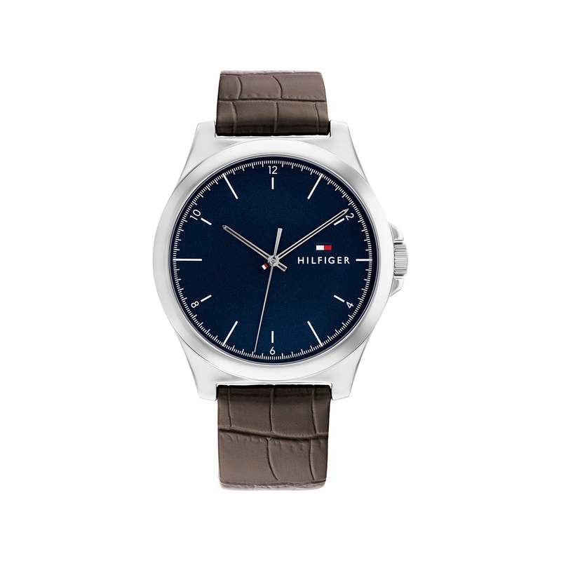 Montre TOMMY HILFIGER Norris homme acier bracelet cuir marron - vue 1