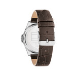 Montre TOMMY HILFIGER Norris homme acier bracelet cuir marron - vue 3