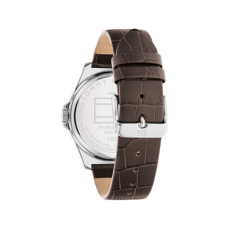 Montre TOMMY HILFIGER Norris homme acier bracelet cuir marron - vue 3