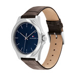 Montre TOMMY HILFIGER Norris homme acier bracelet cuir marron - vue D1