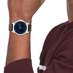 Montre TOMMY HILFIGER Norris homme acier bracelet cuir marron - vue porté 1