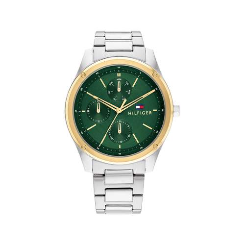TOMMY HILFIGER tyler herenhorloge van tweekleurig staal met grijze stalen armband