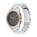 Montre TOMMY HILFIGER Tyler homme acier doré rose bracelet acier gris - vue D1