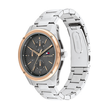 Montre TOMMY HILFIGER Tyler homme acier doré rose bracelet acier gris