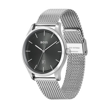 BOSS Business herenhorloge grijs roestvrij stalen armband