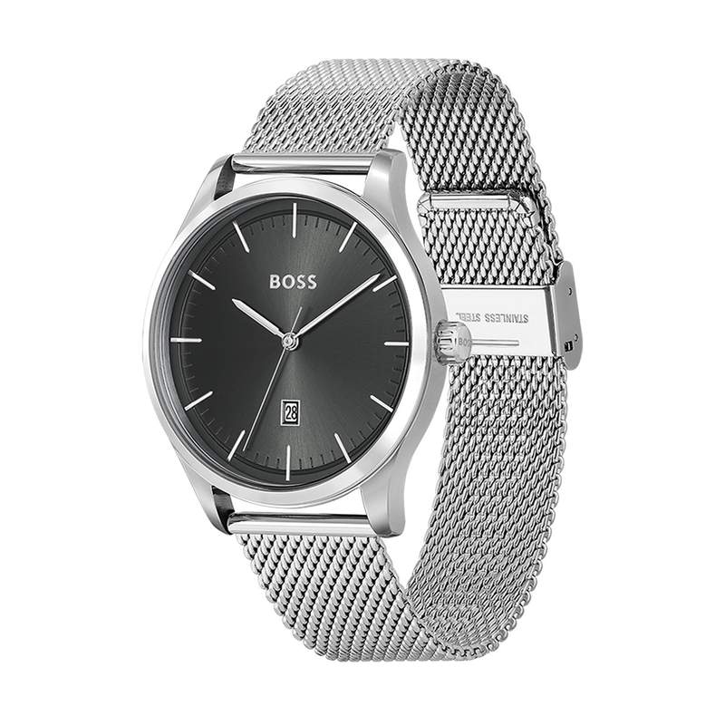 Montre BOSS Business homme bracelet acier gris - vue D1