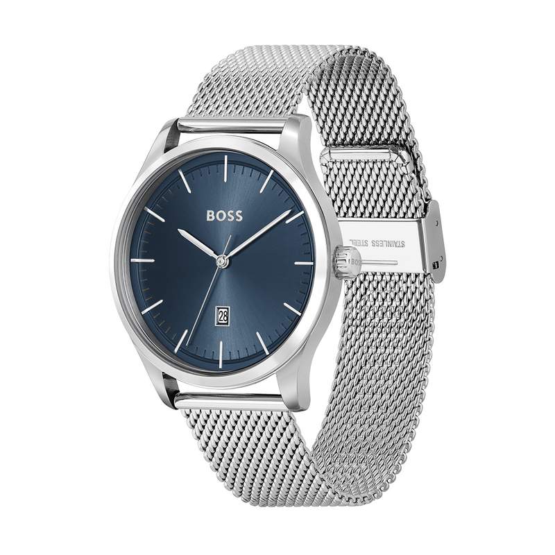 Montre BOSS Business homme bracelet acier gris - vue D1