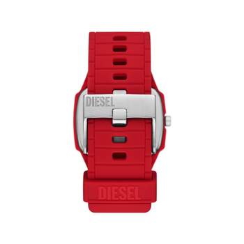 Montre DIESEL Cliffhanger 2.0 homme acier rouge bracelet silicone rouge