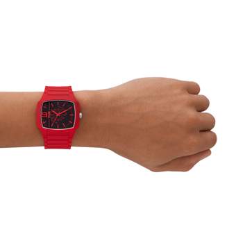 Montre DIESEL Cliffhanger 2.0 homme acier rouge bracelet silicone rouge