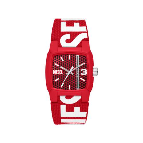 DIESEL Cliffhanger solar man watch red fabric strap