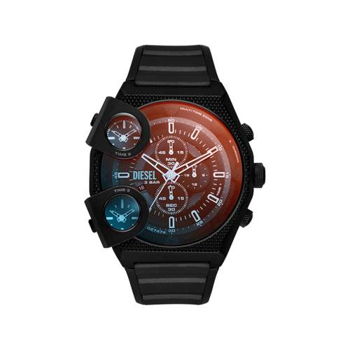 Montre DIESEL Sideshow homme acier noir bracelet silicone noir