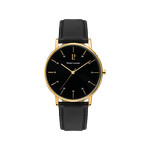 Montre PIERRE LANNIER Cityline homme acier doré bracelet cuir noir - vue 1