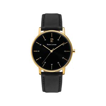 Montre PIERRE LANNIER Cityline homme acier doré bracelet cuir noir