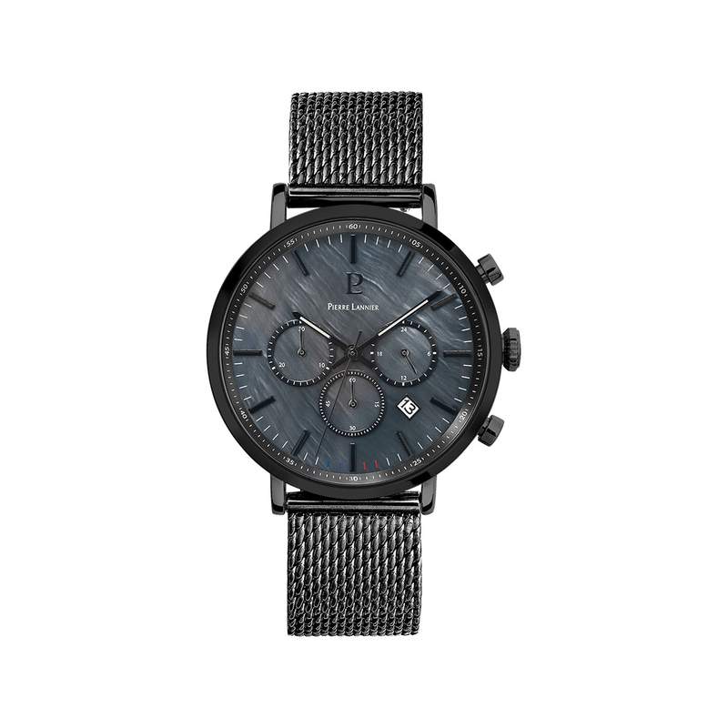 Montre PIERRE LANNIER Baron homme chronographe bracelet acier noir - vue 1