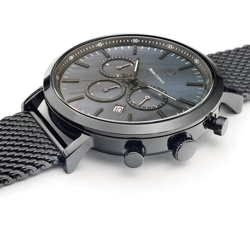 Montre PIERRE LANNIER Baron homme chronographe bracelet acier noir - vue 2