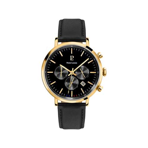 Montre PIERRE LANNIER Baron homme chronographe bracelet cuir noir