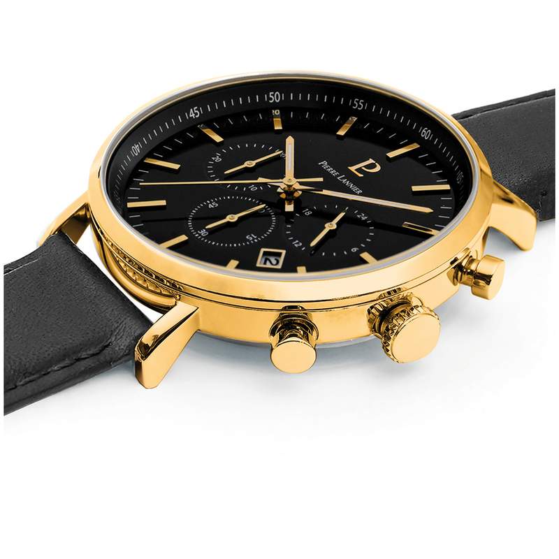 Montre PIERRE LANNIER Baron homme chronographe bracelet cuir noir - vue 2