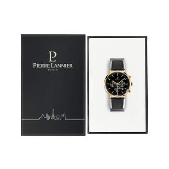 Montre PIERRE LANNIER Baron homme chronographe bracelet cuir noir