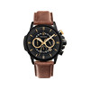 Montre PIERRE LANNIER Sentinelle homme chronographe acier noir  bracelet cuir brun - vue V1