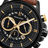 Montre PIERRE LANNIER Sentinelle homme chronographe acier noir  bracelet cuir brun - vue VD2
