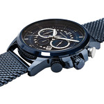 Montre PIERRE LANNIER Sentinelle homme chronographe bracelet acier bleu - vue 2