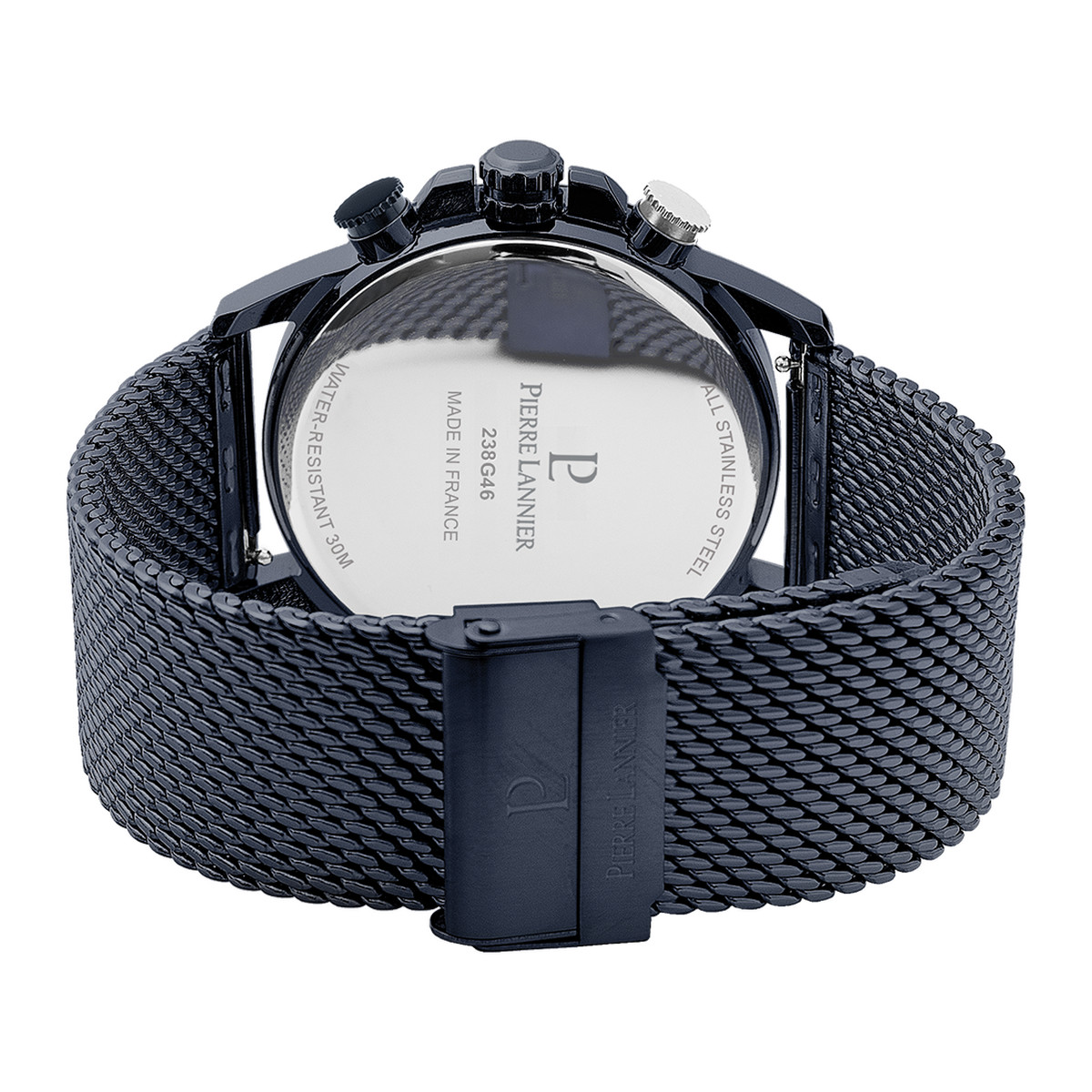 Montre PIERRE LANNIER Sentinelle homme chronographe bracelet acier bleu - vue 3