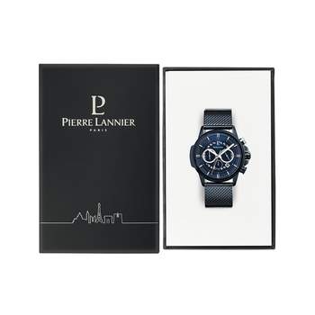 PIERRE LANNIER Sentinelle heren chronograaf horloge stalen armband blauw