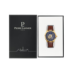 Montre PIERRE LANNIER automatic homme automatique acier doré bracelet cuir brun - vue D1